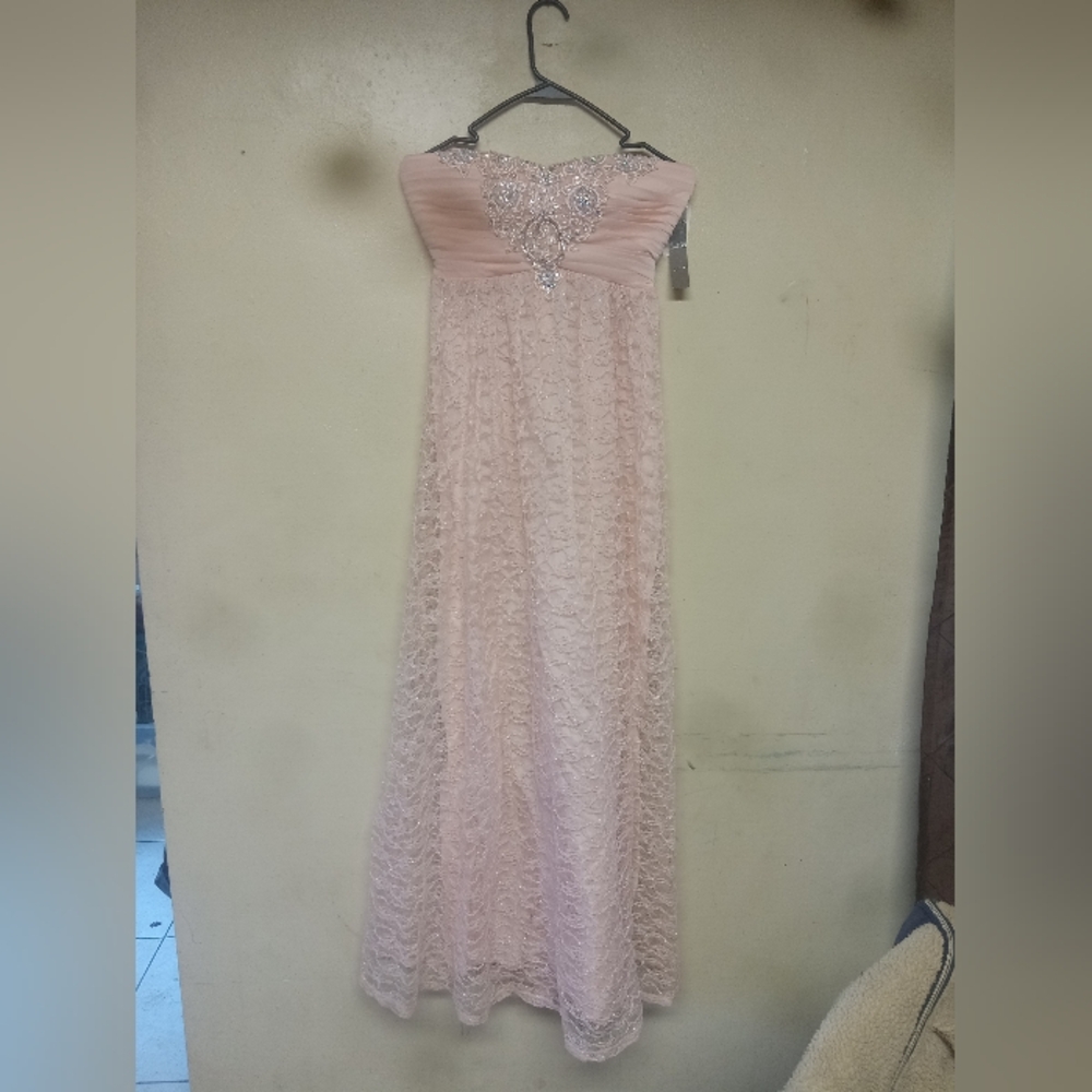 MY MICHELLE PINK LACE SEQUIN RHINESTONE  FORMAL DRESS SIZE 7 NWT!!